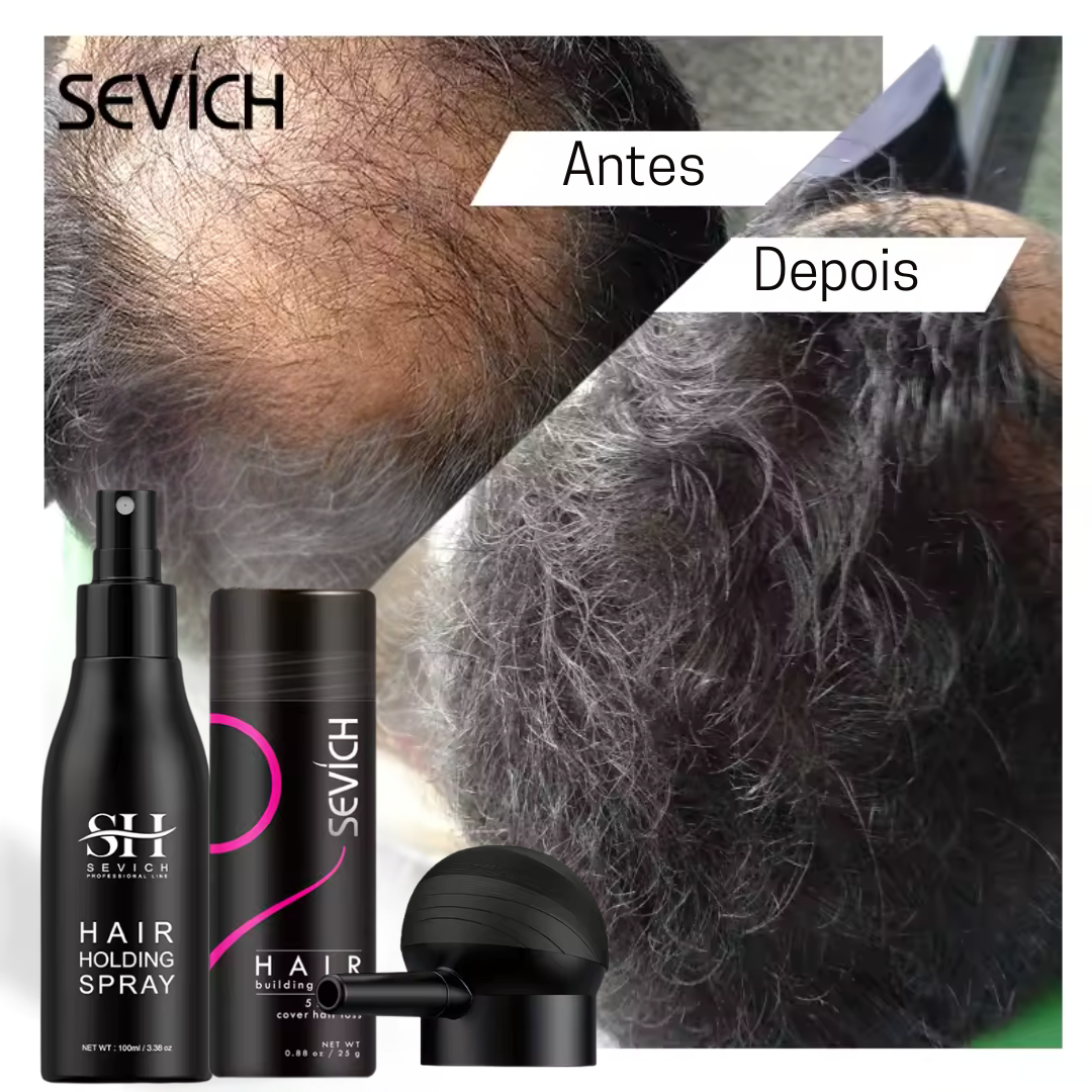 Kit Fibra Capilar 3 em 1 – Cabelo cheio em 30 segundos, sem implantes, e sem químicos!