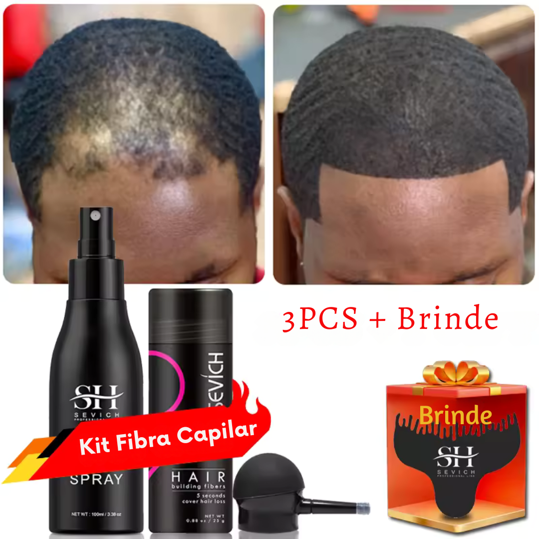 Kit Fibra Capilar 3 em 1 – Cabelo cheio em 30 segundos, sem implantes, e sem químicos!