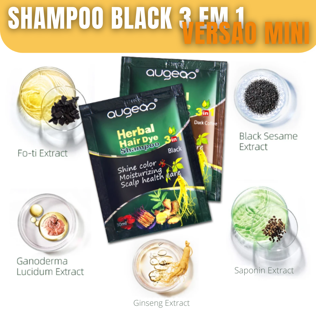 Shampoo Black 3 em 1 – Versão MINI  Mesmos Benefícios. Menos Custos. Mais Praticidade.